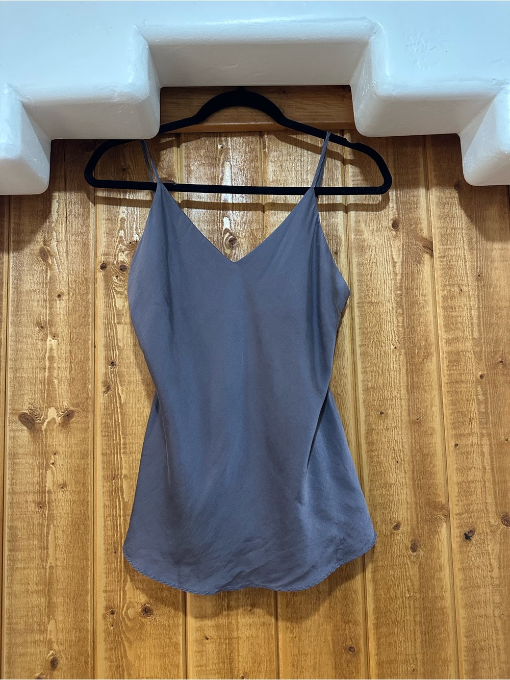 Silksilky 100% Pure Silk Dusty Blue Camisole Tank Top Adjustable Straps Size M